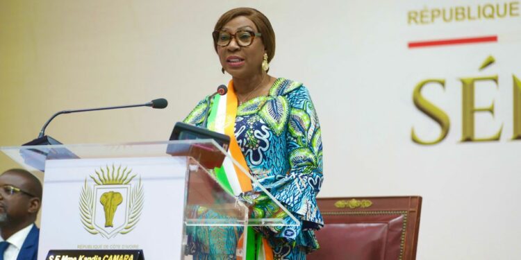 Kandia Kamissoko Camara lors de l’ouverture de la deuxième session ordinaire 2026 du Sénat à Yamoussoukro.