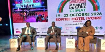 Paulin Claude Danho lors de la Conférence internationale sur la mobilité durable et le climat CIMDC 2026 à Abidjan.