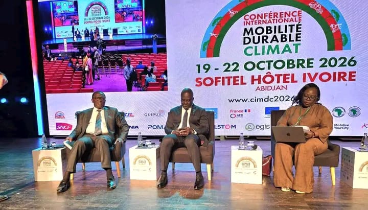 Paulin Claude Danho lors de la Conférence internationale sur la mobilité durable et le climat CIMDC 2026 à Abidjan.