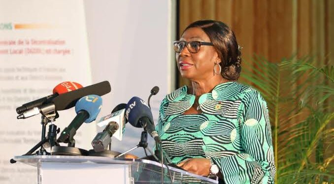 Kandia Camara, présidente du Sénat, à l’ouverture du Salon des Collectivités territoriales 2026 à Abidjan.